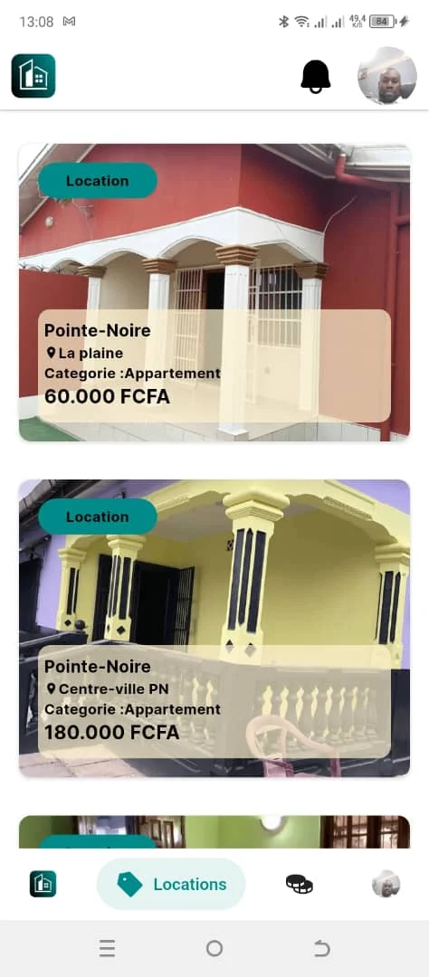Application Ndako : liste des biens à louer